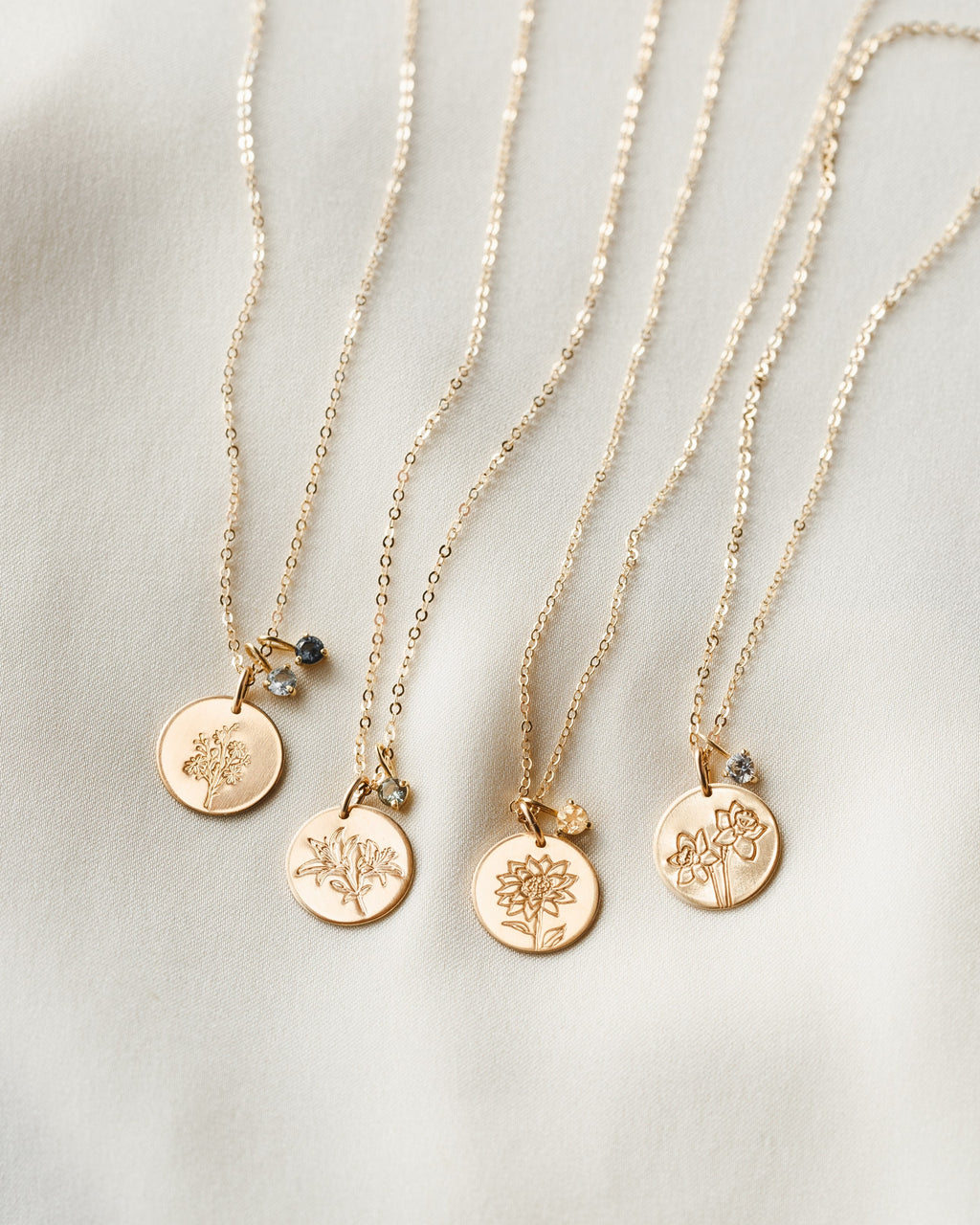 Solid Gold Flora Birthstone Necklace