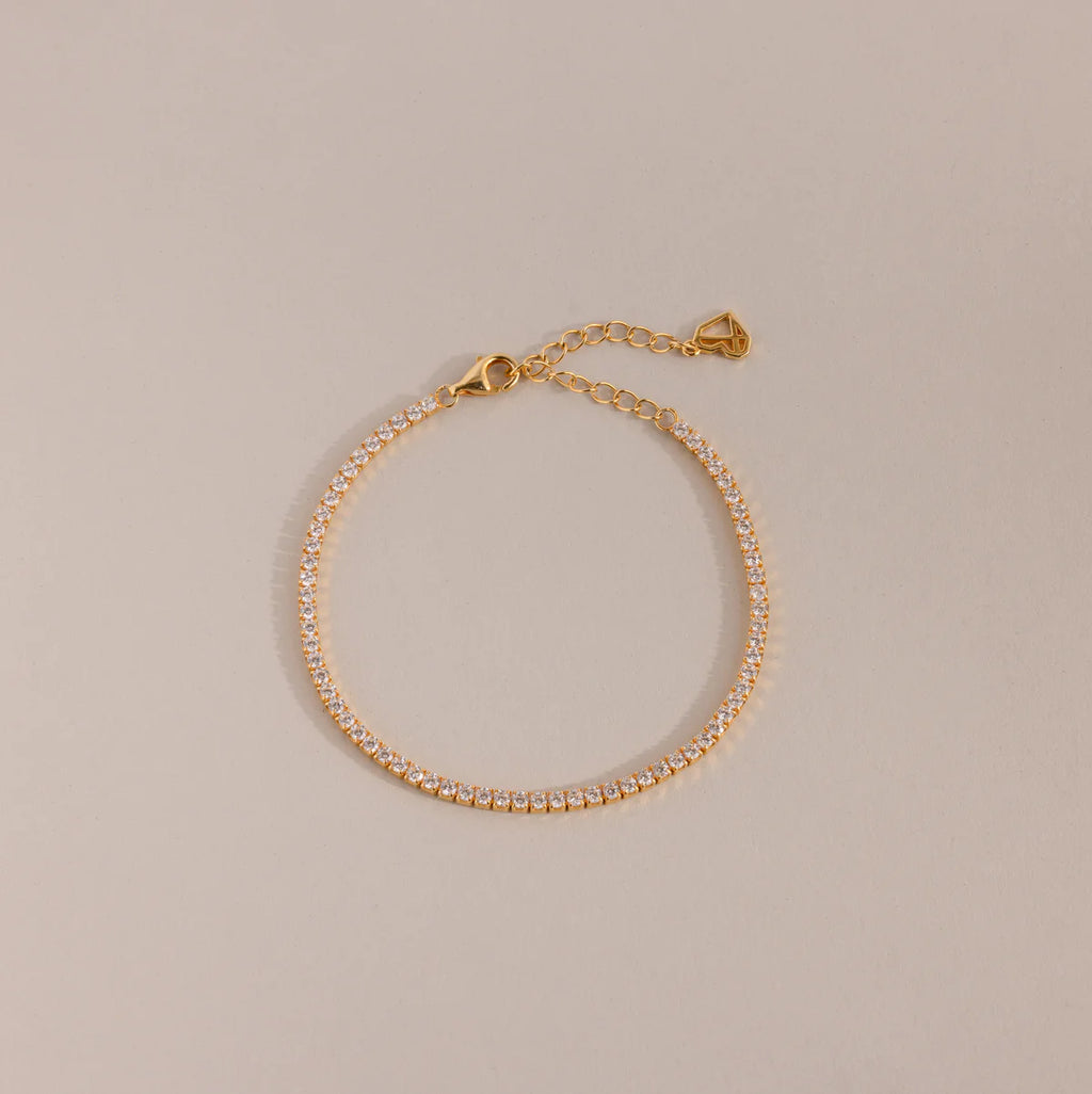 Classic Diamond Tennis Bracelet Silver 18K Gold Plated