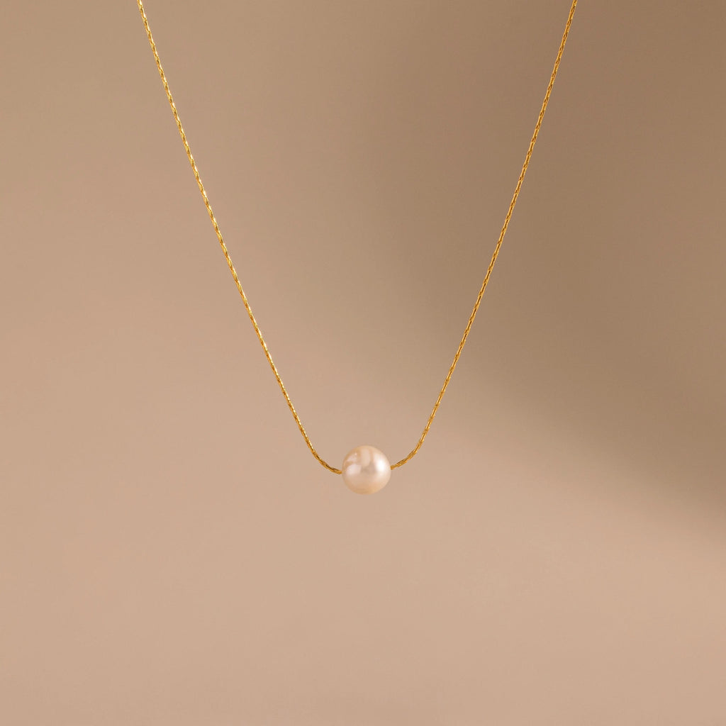 Tiny Pearl Dot Necklace Silver 18K Gold Plated