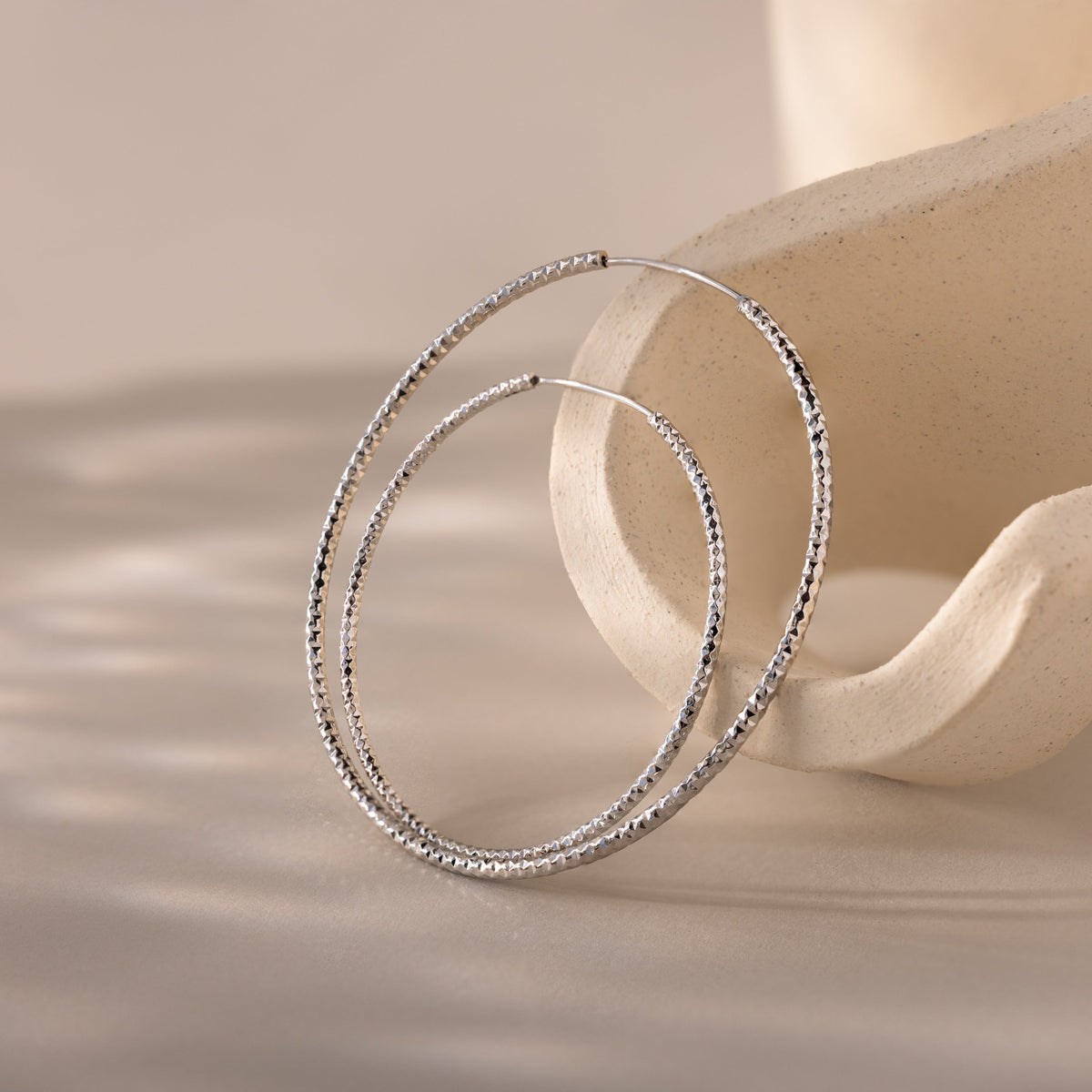 Thin Sparkle Hoops Silver 18K Gold Plated