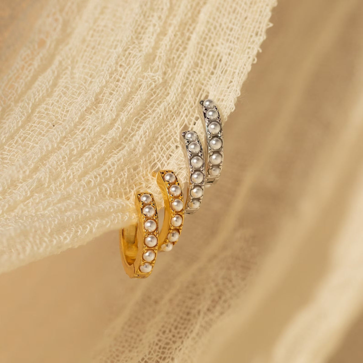 Baroque Pearl Earrings Set Silver 18K Gold Plated