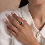 Elizabeth Blue Topaz Ring Silver 18K Gold Plated