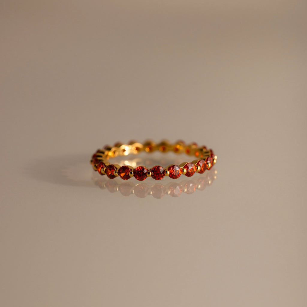 Lace Eternity Birthstone Ring Silver 18K Gold Plated