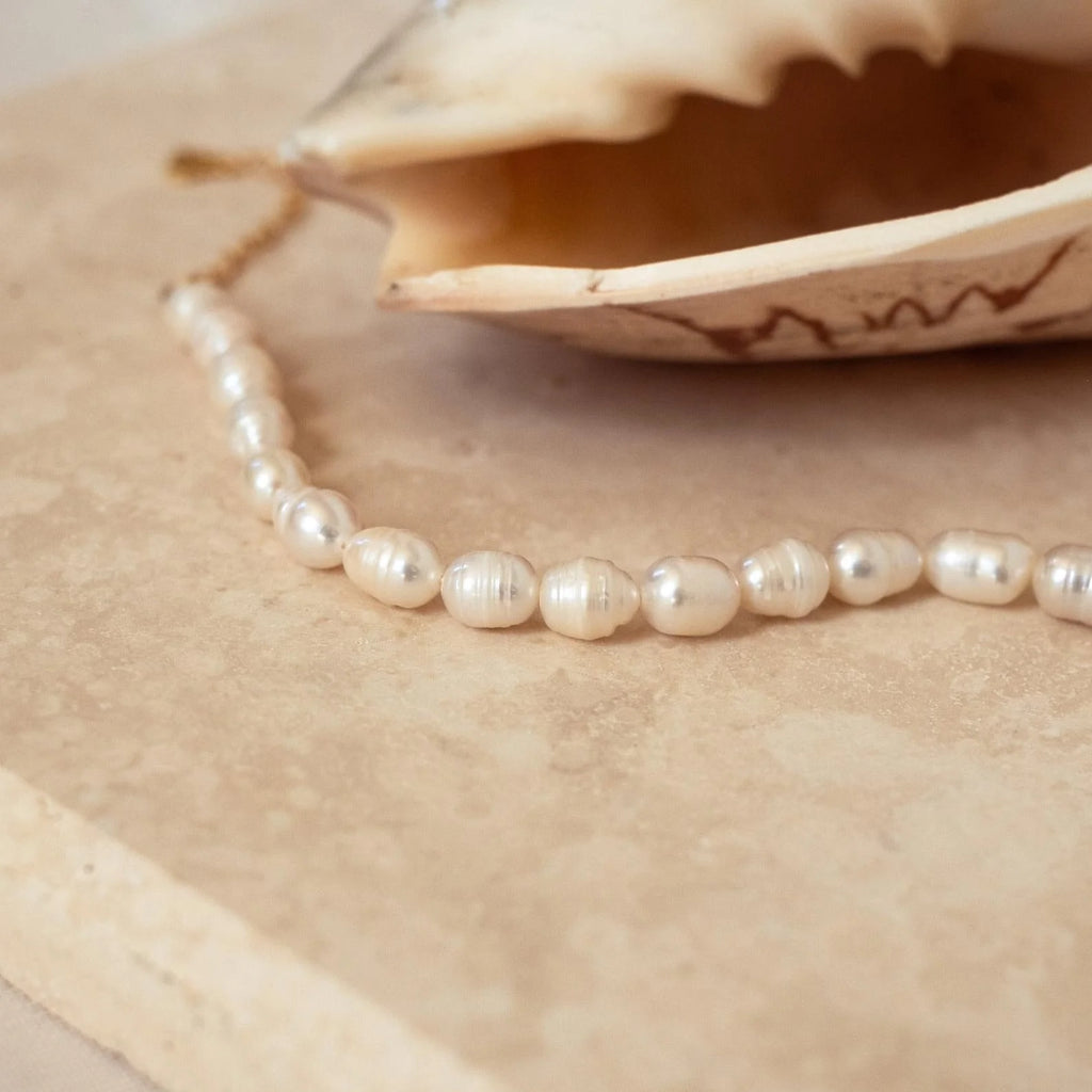 Bold Pearl Bracelet: 18K Gold Sterling Silver with 7-8mm Baroque Pearl