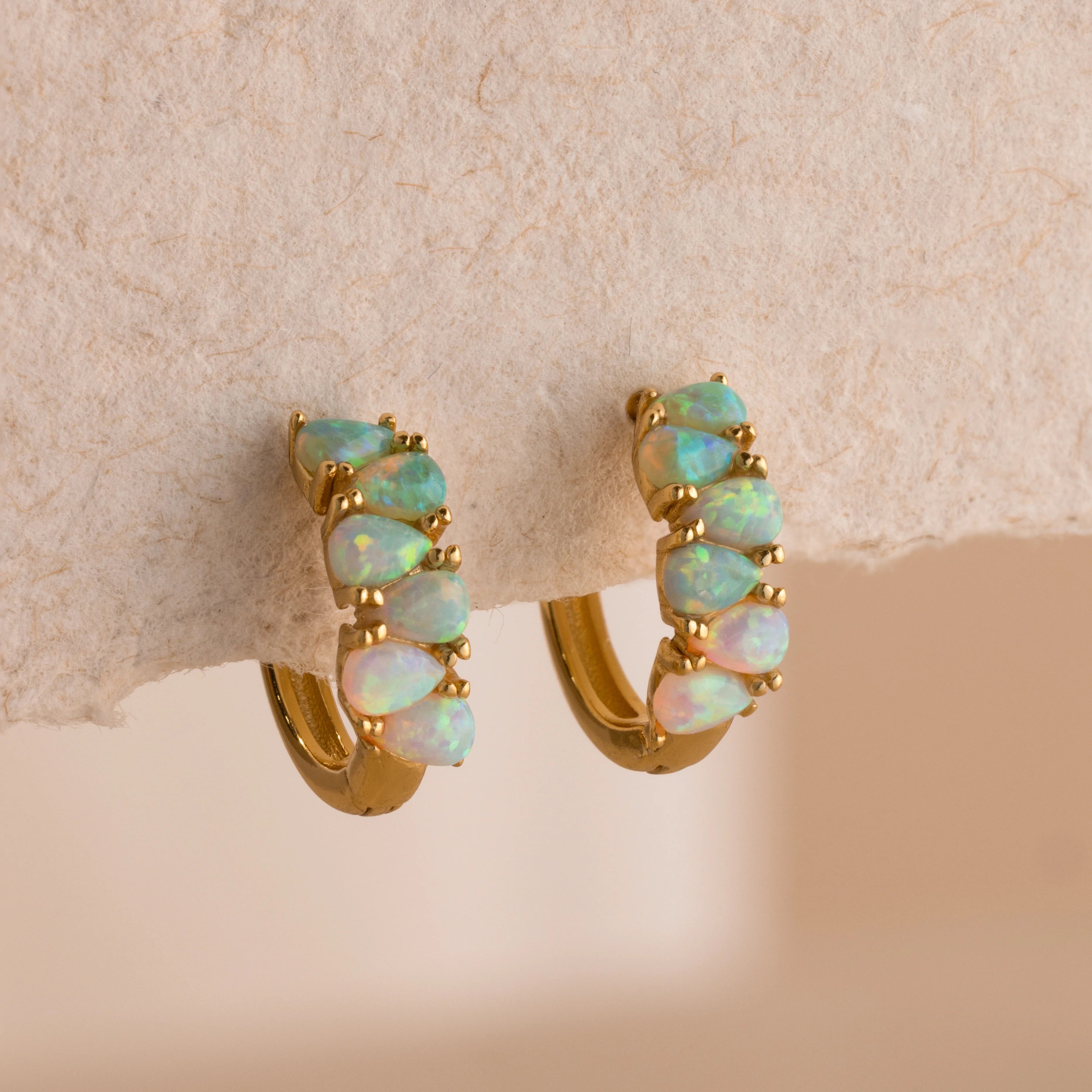 Ombre Opal Huggies Silver 18K Gold Plated