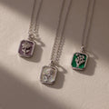 Birth Flower Charm Necklace Silver 18K Gold Plated