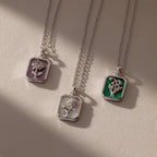 Birth Flower Charm Necklace Silver 18K Gold Plated
