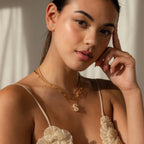 Pave Puff Letter Necklace Silver 18K Gold Plated