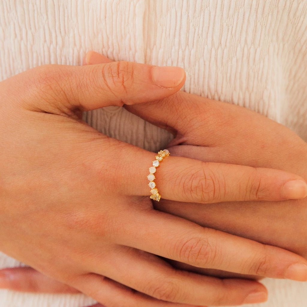 Mosaic Moonstone Diamond Eternity Band