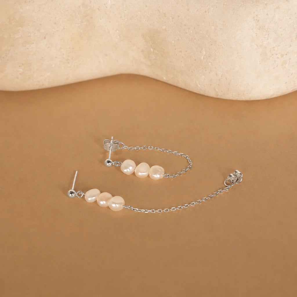 Triple Pearl Drop Earrings