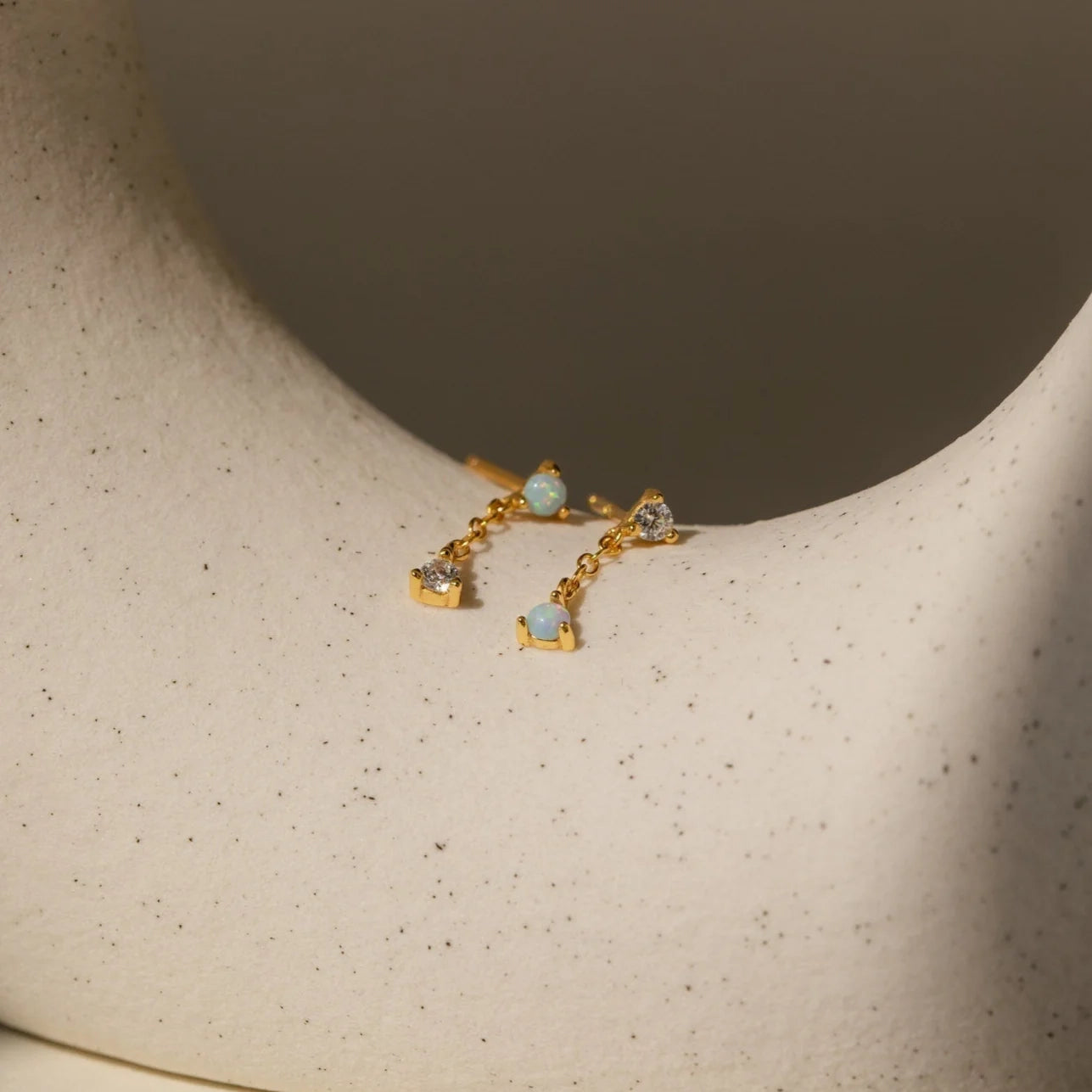 Opal Drop Stud Earrings
