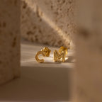 Bubble Initial Flatback Studs Silver 18K Gold Plated