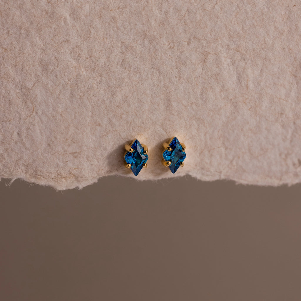 Birthstone Flatback Studs Silver 18K Gold Plated