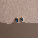 Birthstone Flatback Studs Silver 18K Gold Plated