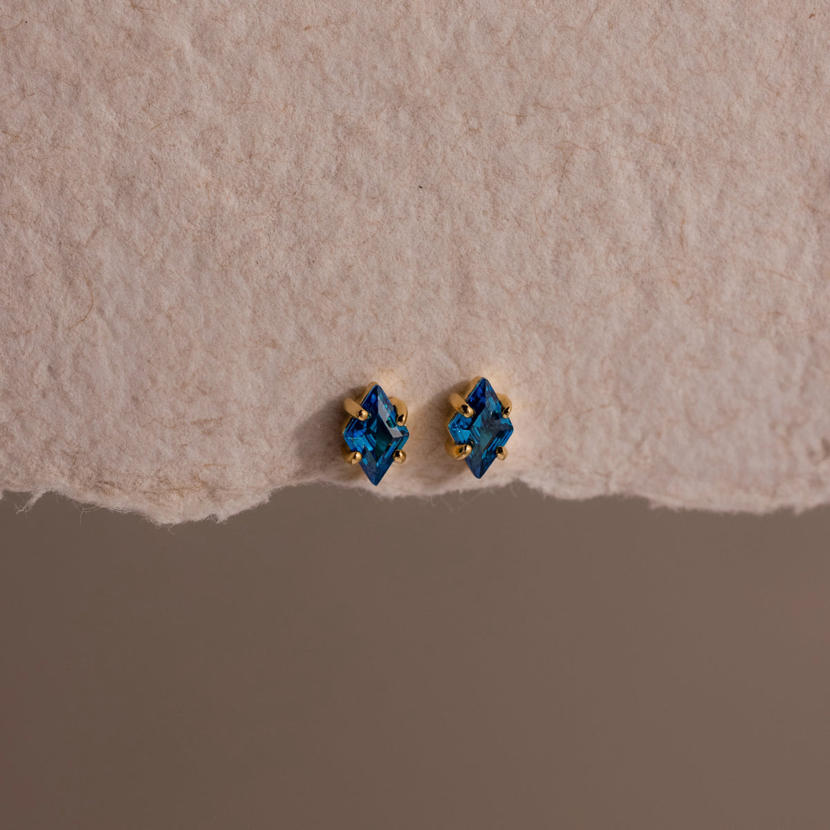 Birthstone Flatback Studs Silver 18K Gold Plated