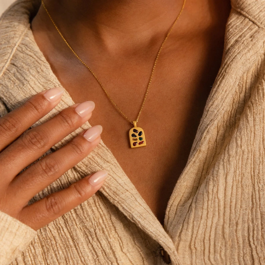 Abstract Art Deco Pendant Necklace