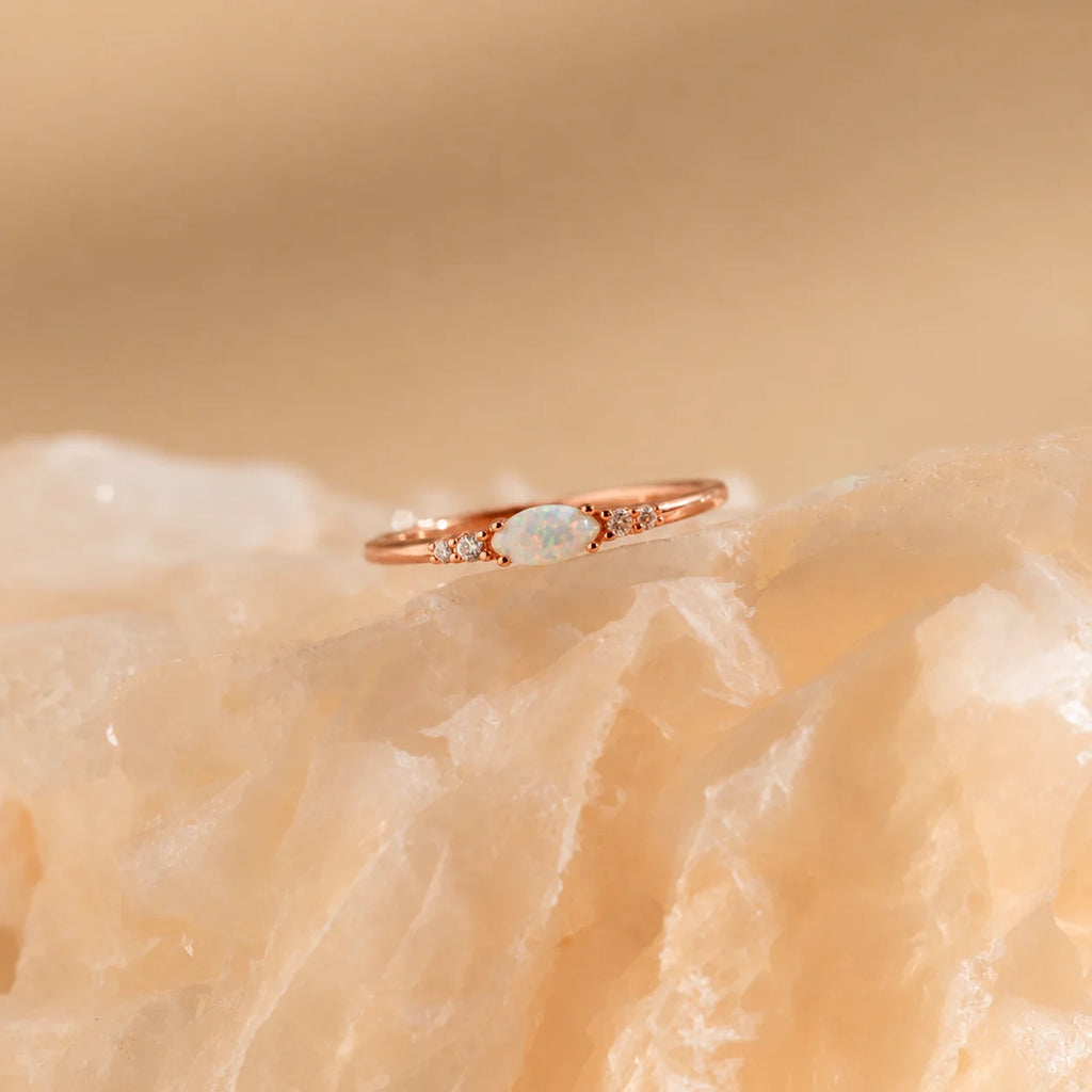 Marquise Opal and Diamond Ring