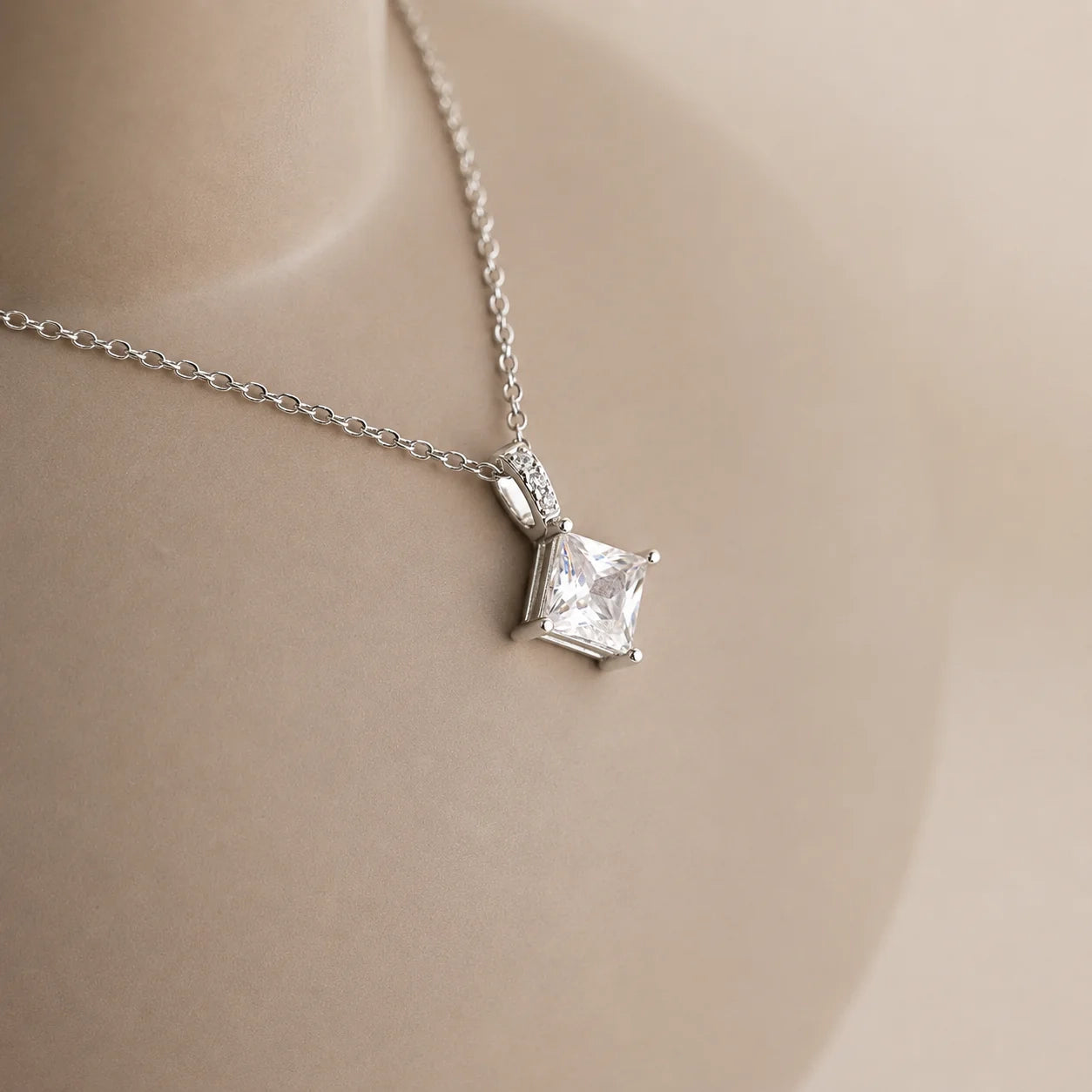 Princess Cut CZ Diamond Pendant