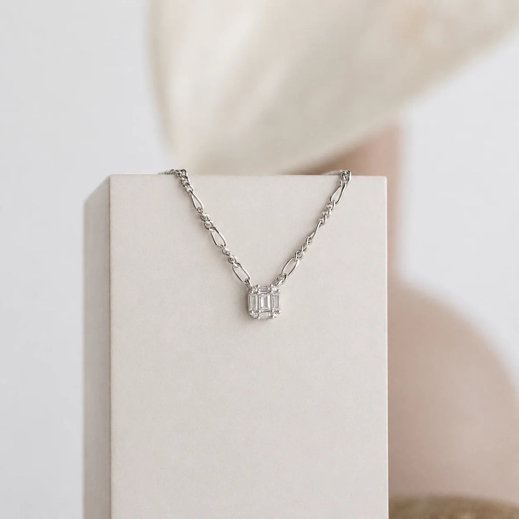 Square Diamond Figaro Necklace