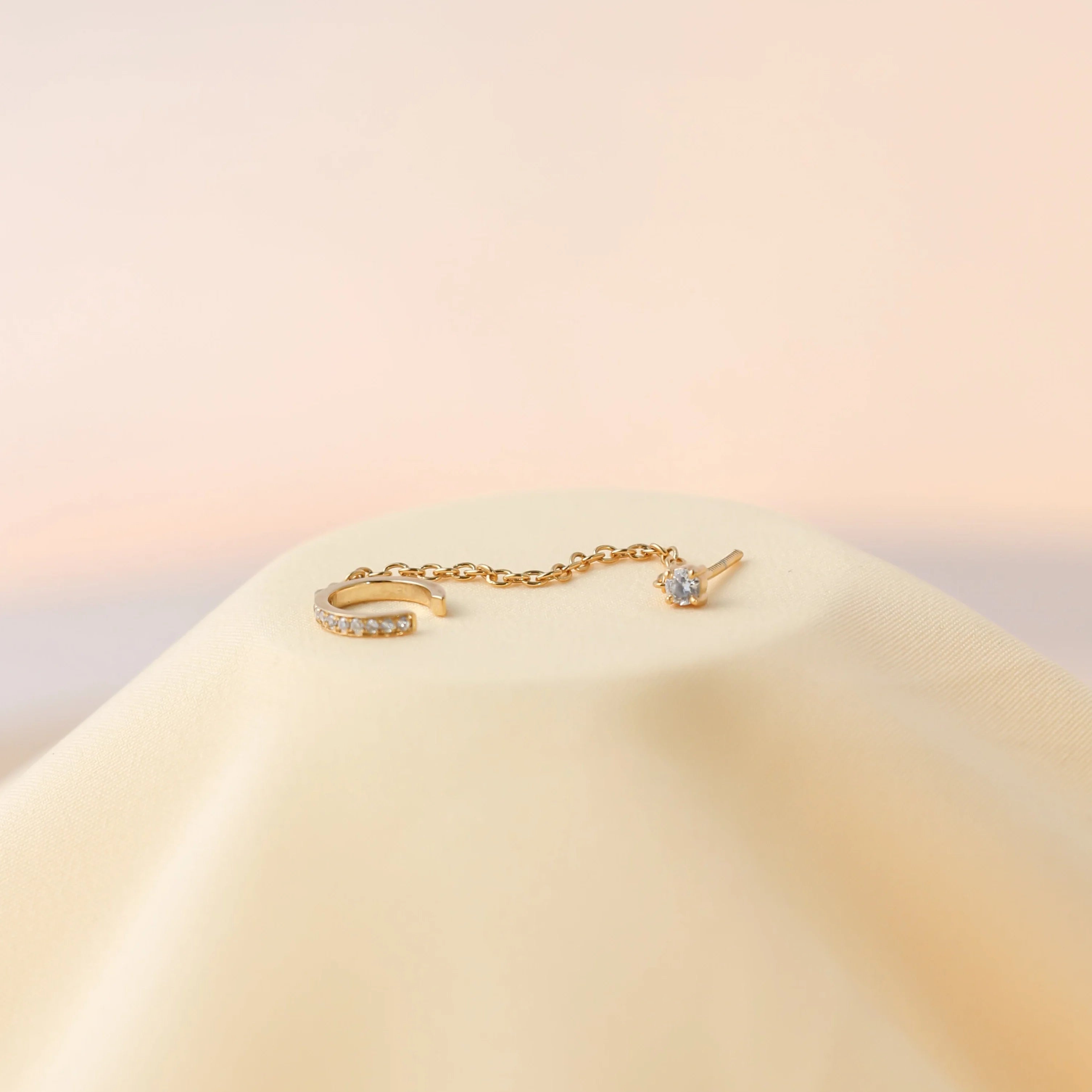 Pave Chain Ear Cuffs