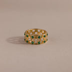 Lace Checkered Ring Silver 18K Gold Plated