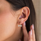Diamond Bow Huggies Silver 18K Gold Plated