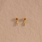 Birth Flower Stud Earrings Silver 18K Gold Plated