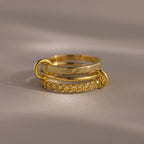 Birthstone Triple Eternity Band Ring Set Silver 18K Gold Plated
