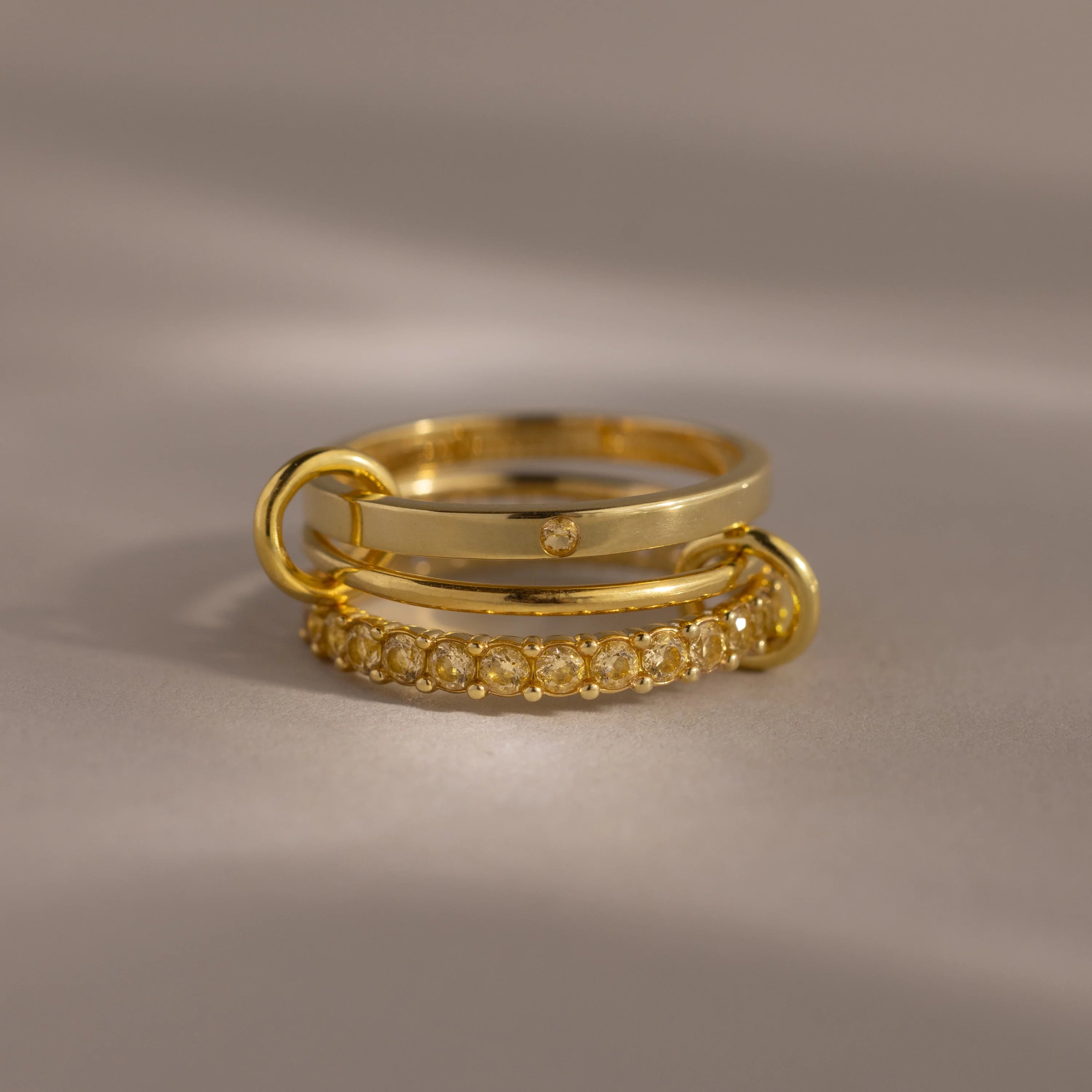 Birthstone Triple Eternity Band Ring Set Silver 18K Gold Plated