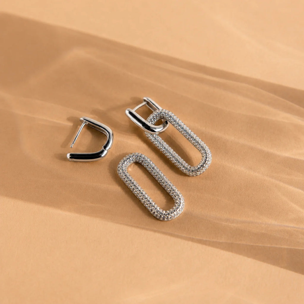Pave Link Hoops