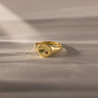 North Star Birthstone Signet Ring Silver 18K Gold Plated