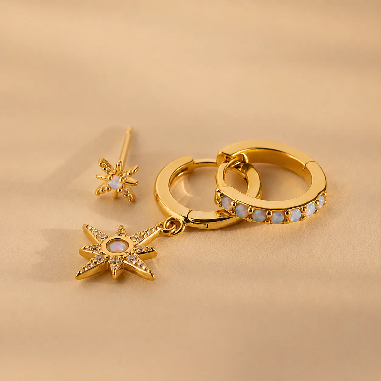 Opal Starburst Earrings Set