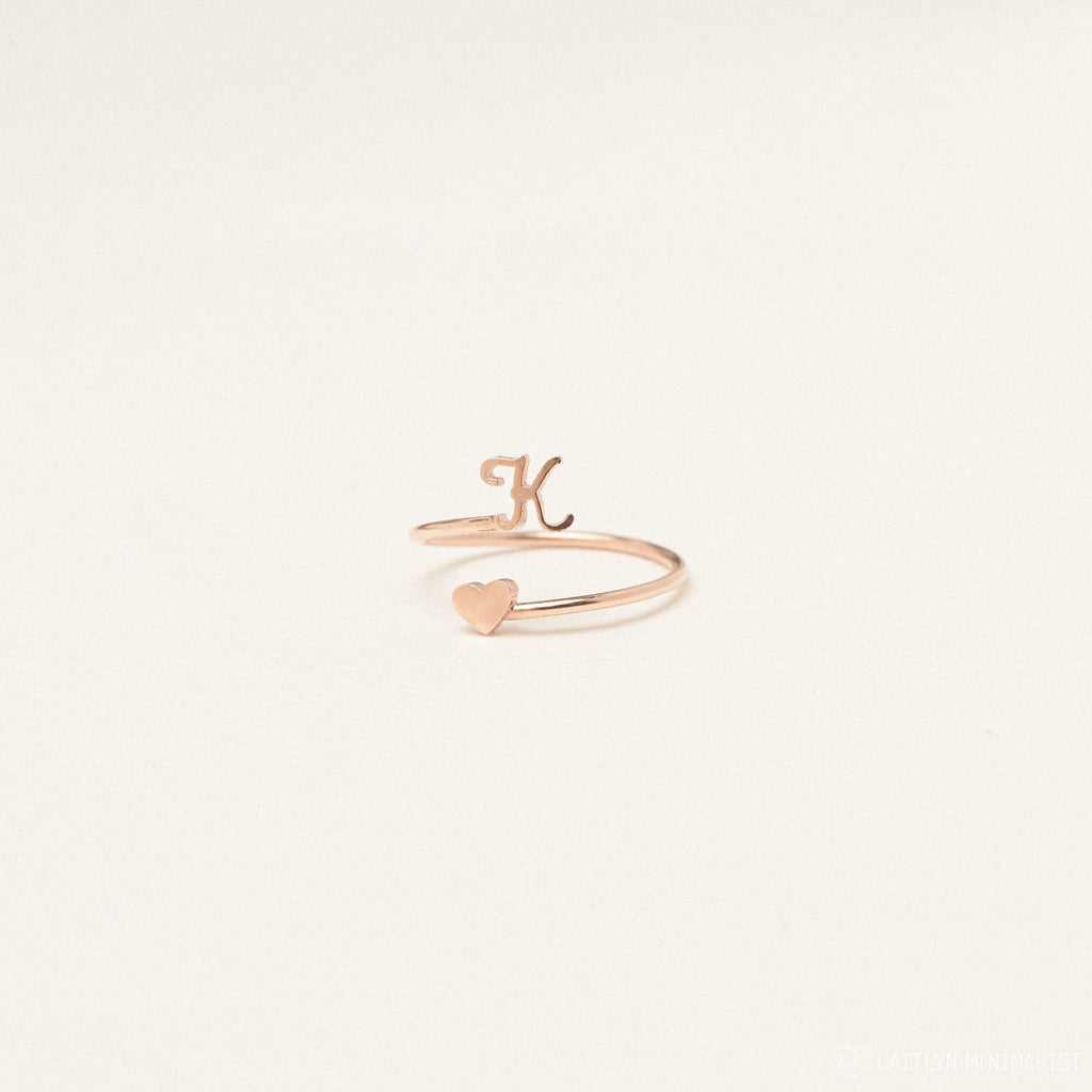 Initial Heart Wrap Ring