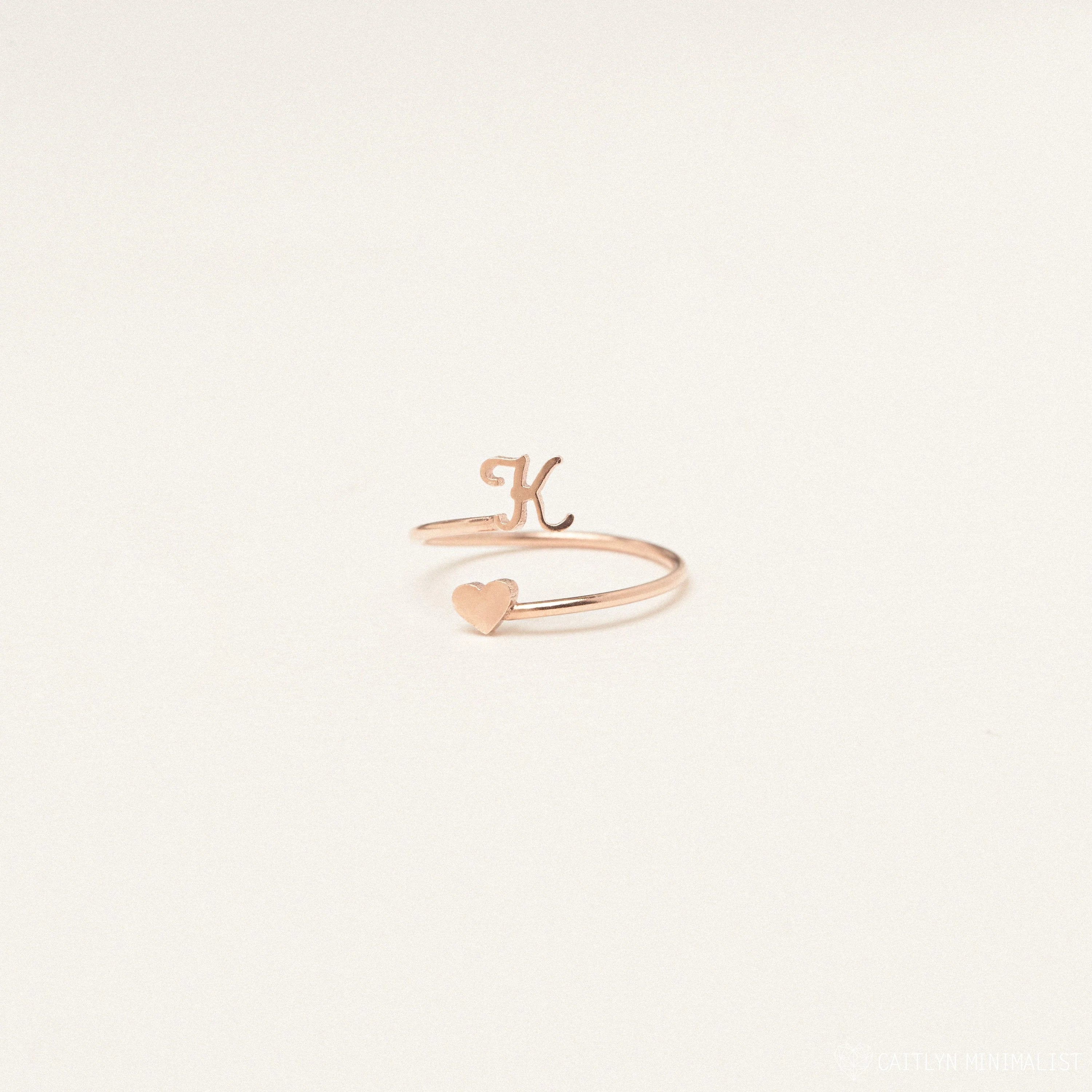 Initial Heart Wrap Ring