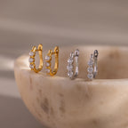 Lace Diamond Hoops Silver 18K Gold Plated