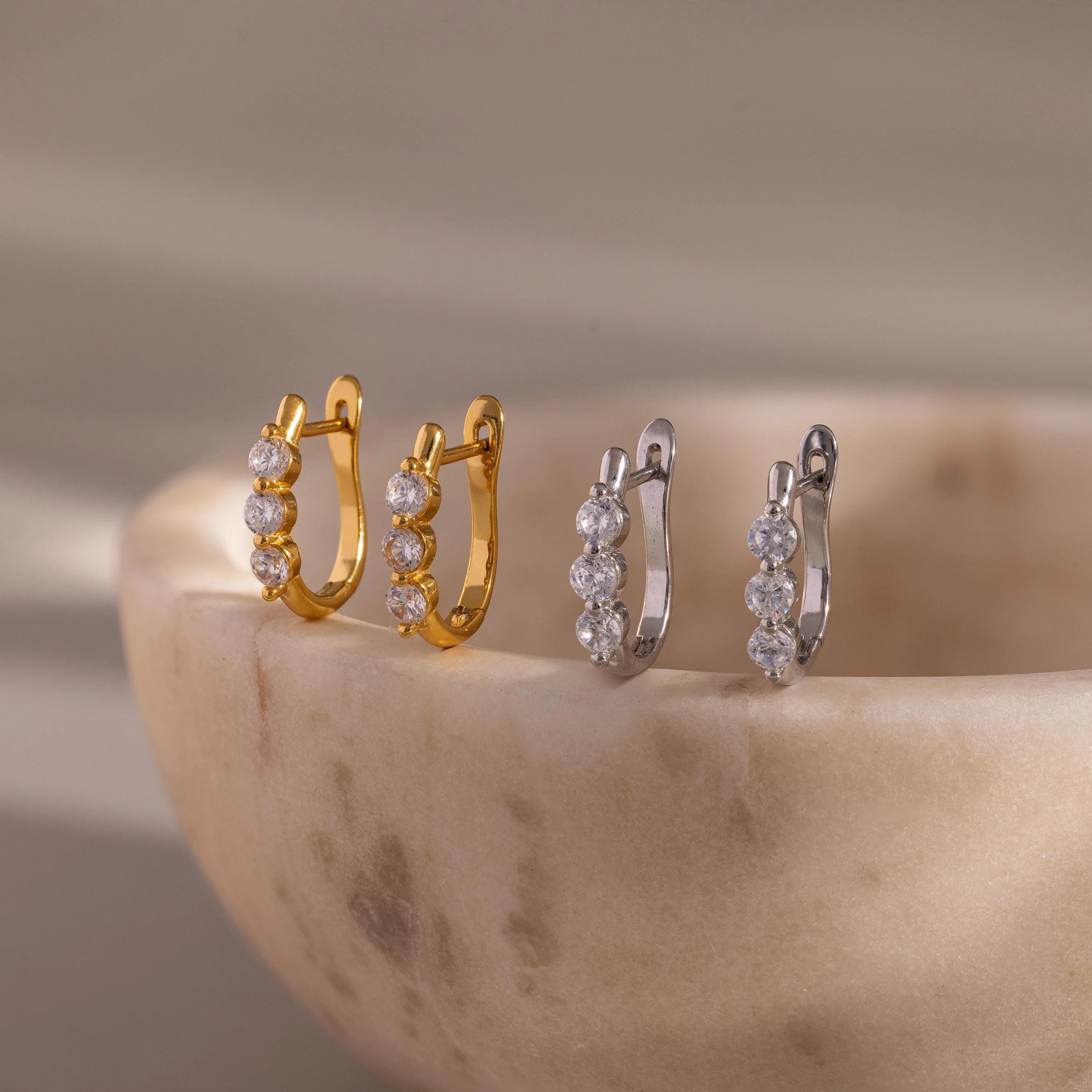 Lace Diamond Hoops Silver 18K Gold Plated