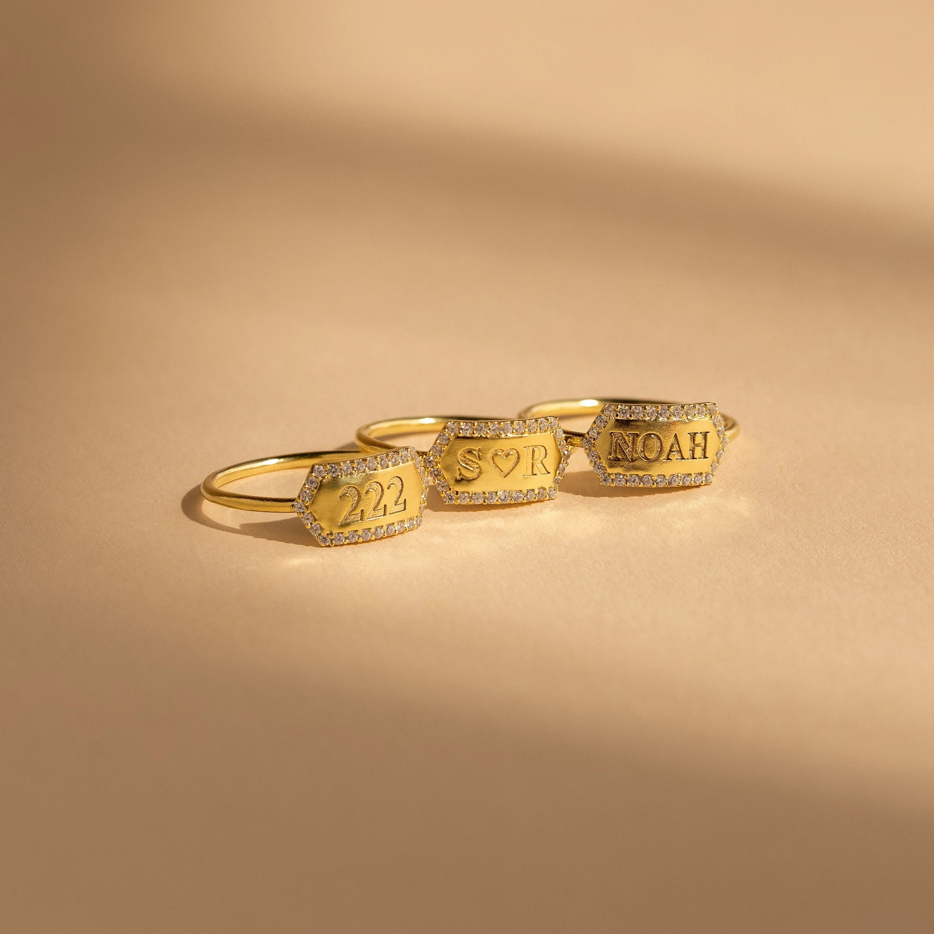Engraved Hexagon Ring