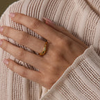 Zen Gemstone Curve Ring Silver 18K Gold Plated