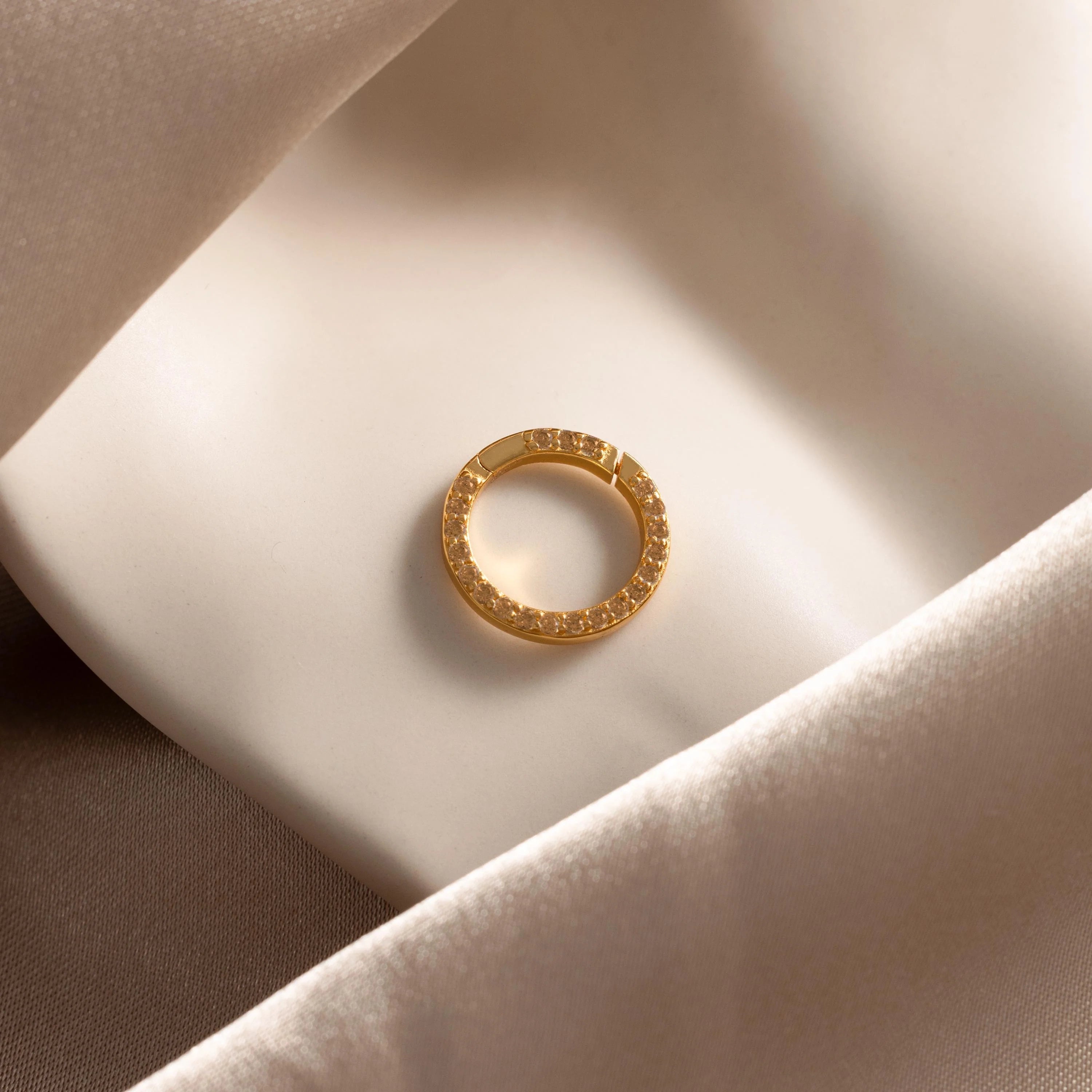 Pave  Emerald Charm Clip Silver 18K Gold Plated