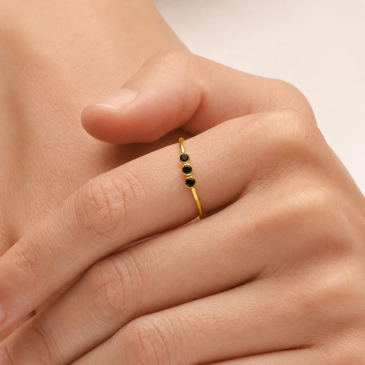 The Tiny Triple Stone Birthstone Ring