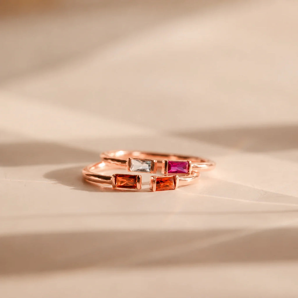 Duo Baguette Birthstone Ring