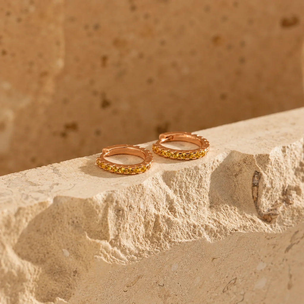 Radiate Sunshine with Our Citrine Huggie Earrings