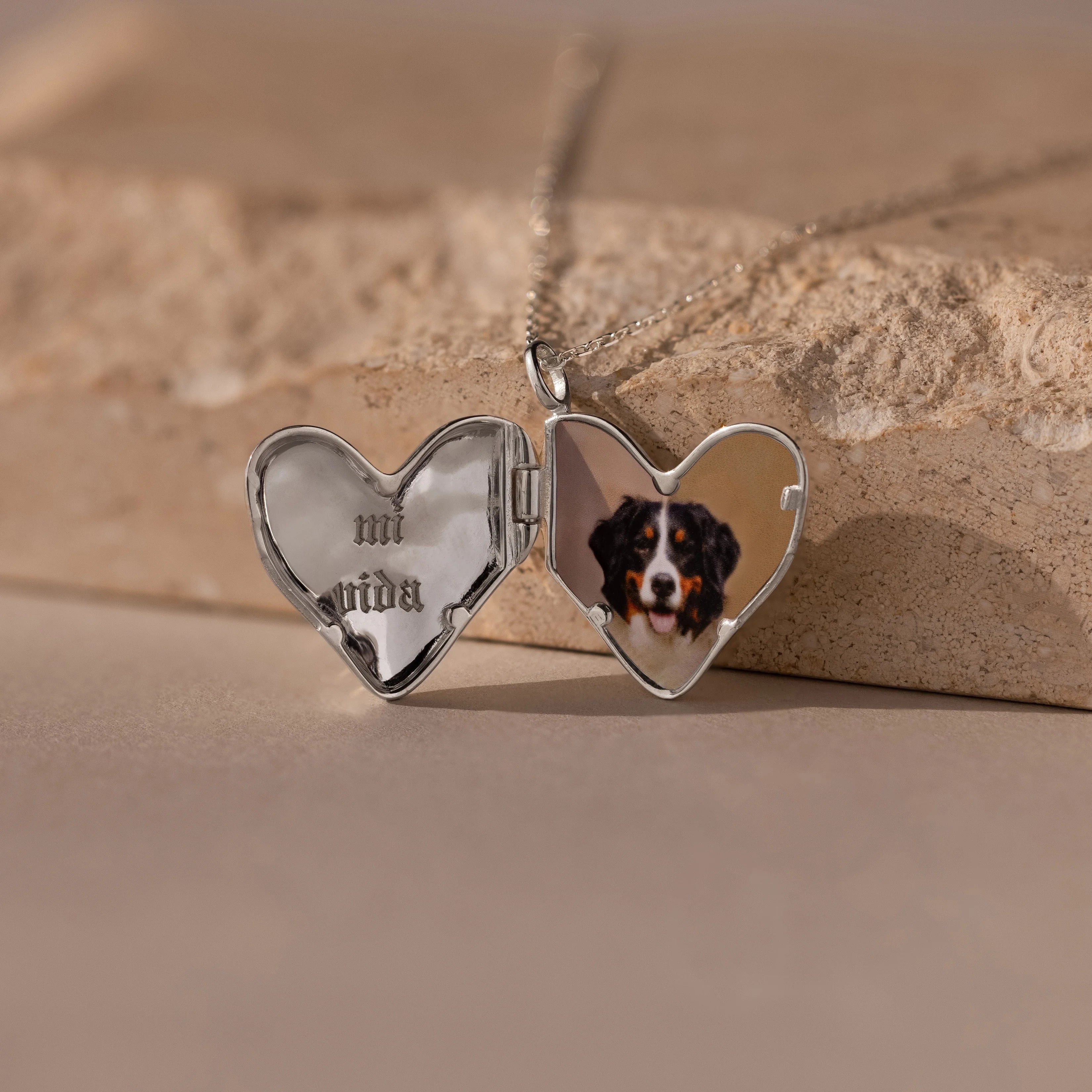 Organic Heart Locket Necklace Silver 18K Gold Plated