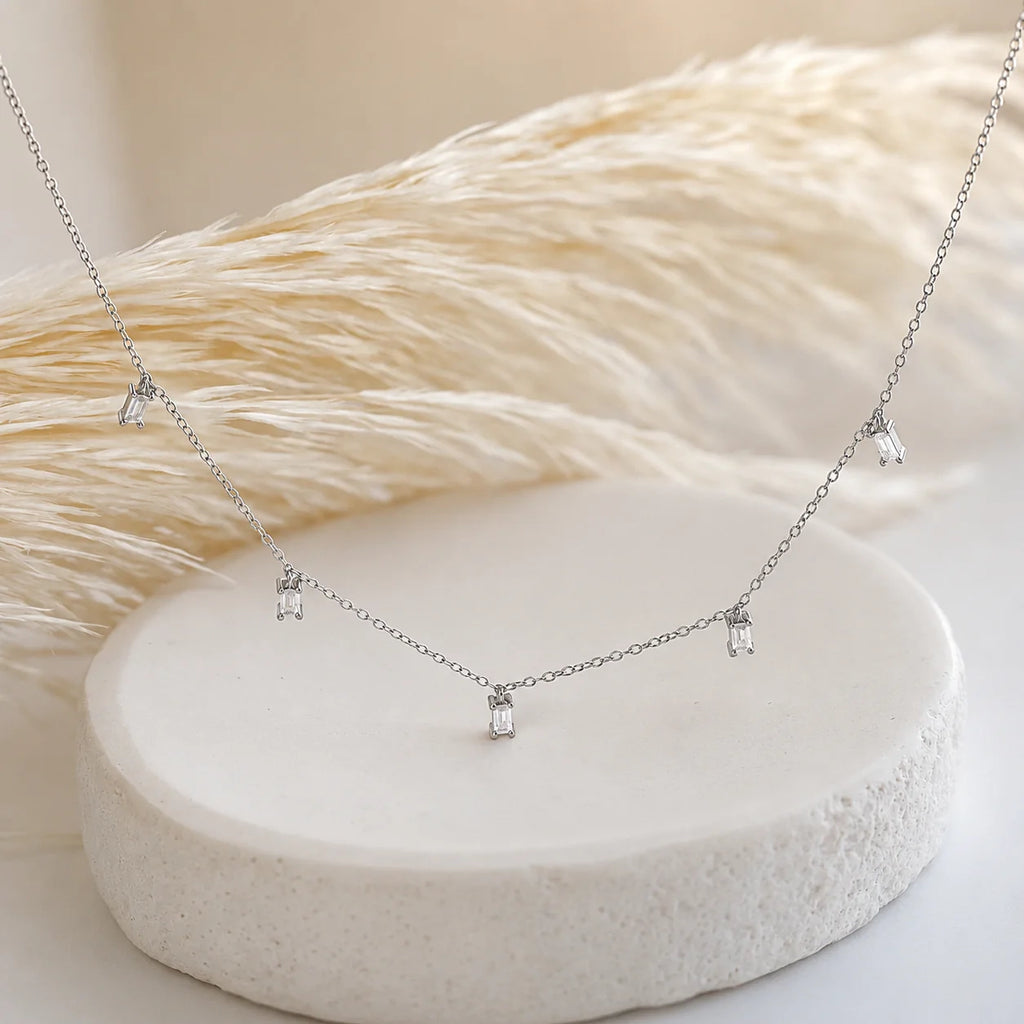 Baguette Station Necklace