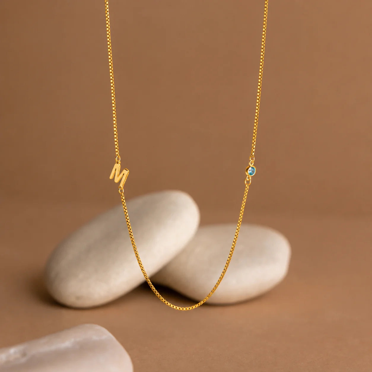 Birthstone Initial Necklace