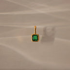 Square Bezel Birthstone Charm Silver 18K Gold Plated