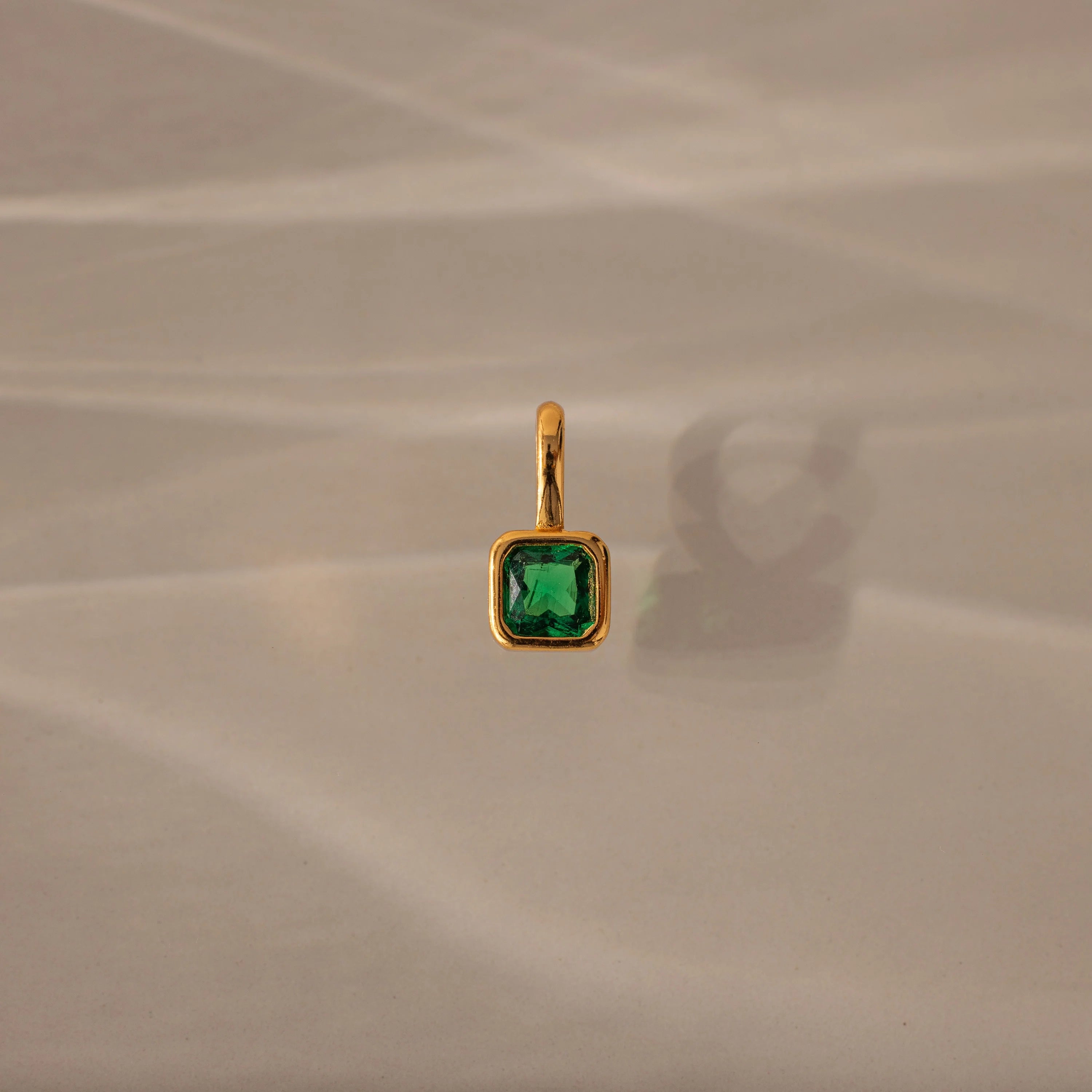 Square Bezel Birthstone Charm Silver 18K Gold Plated