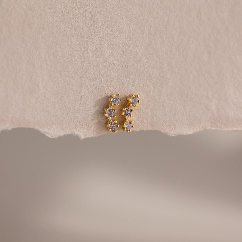 Birthstone Cluster Flatback Studs Silver 18K Gold Plated