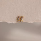 Birthstone Cluster Flatback Studs Silver 18K Gold Plated