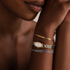 Slim Oval Timepiece Silver 18K Gold Plated